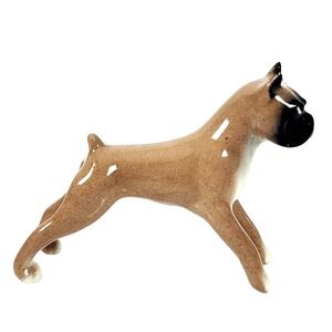 Vintage 50s Hagen-Renaker Miniature Retired Brown Black Boxer Dog Figurine - USA